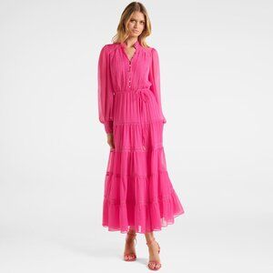 Ever New Juliette Trim Detailed Midi Dress - Size 6, WORN